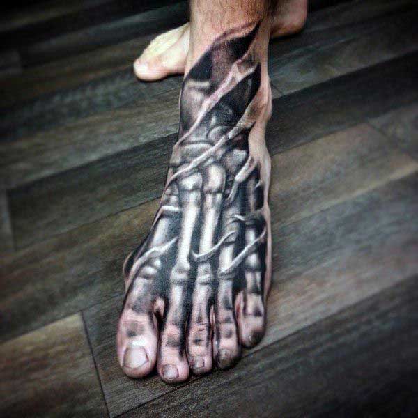 Desenhos Realistas no Pe 1 Ossos dentro da pele.
