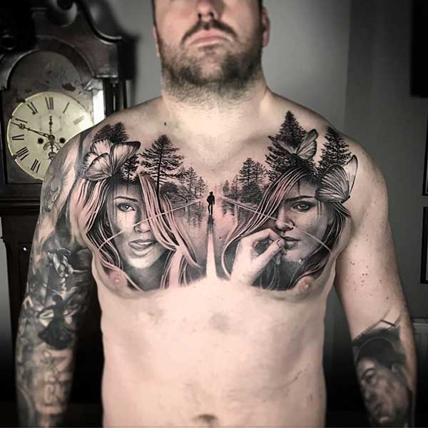 Tattoos Realistas no Peito 0 Tatuagem realista no peito.