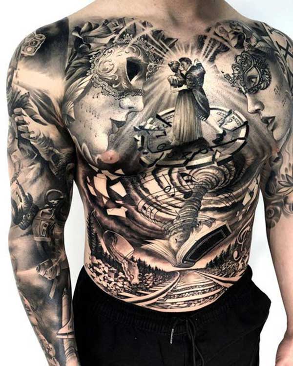 Tattoos Realistas no Peito 9 Para quem curte projetos maiores.