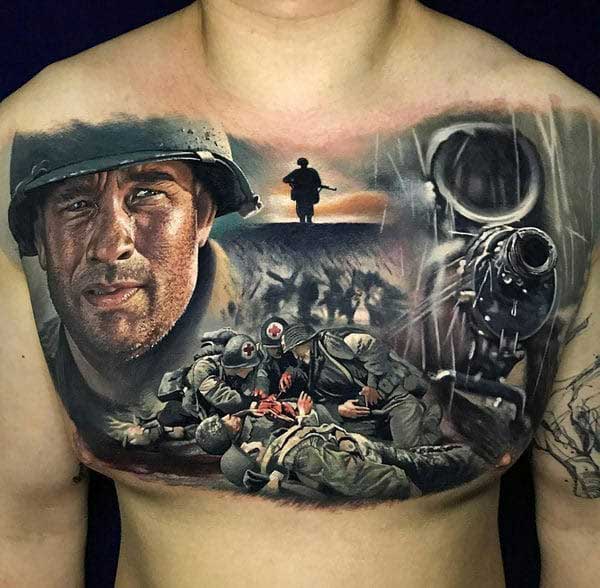 Tattoos Realistas no Peito Tatuagem realista no peito.