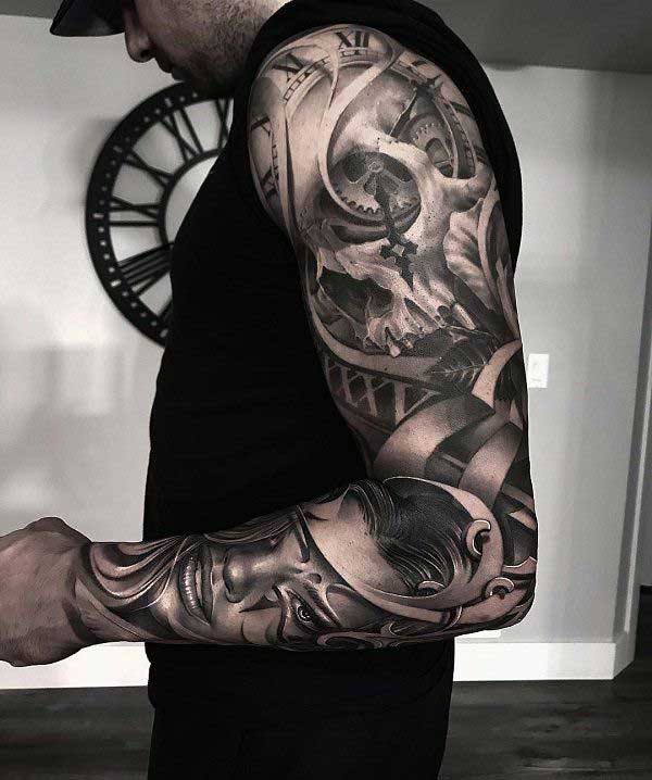 no Braco 00 Tatuagem realista grande no braço.