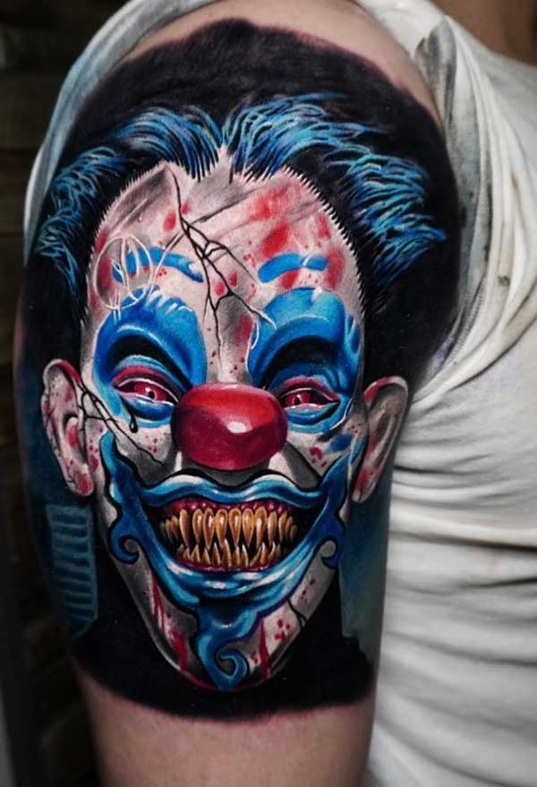 tatuagem de palhaco no braco tatuagem de palhaco no braco