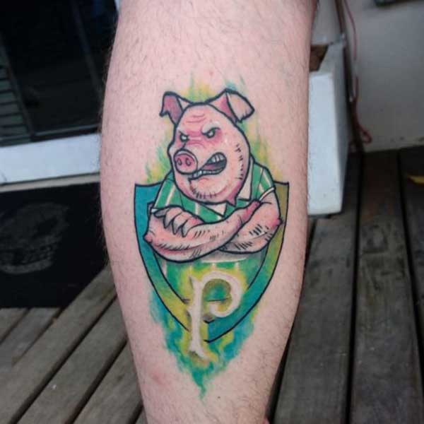 Tatuagens do Palmeiras pequenas 2 Mascote do time com escudo.