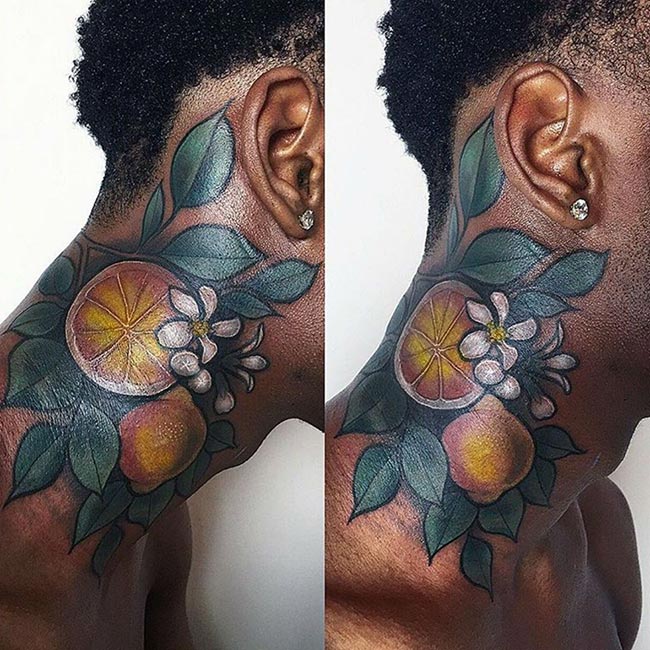 Imagens de tatuagem colorida em pele negra Imagens de tatuagem colorida em pele negra