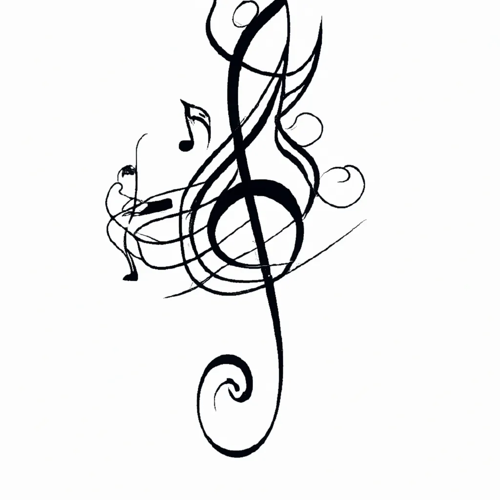 Imagens Tatuagens de elementos musicais e notacoes abstratas