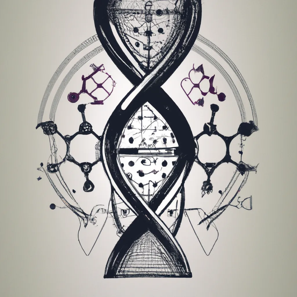 Imagens Tatuagens de padroes de DNA e estruturas moleculares