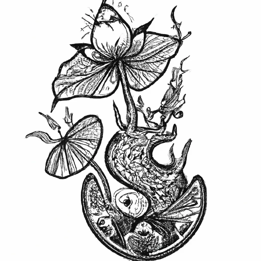 Moldes Tatuagens de plantas aquaticas e a vida nos rios e lagos