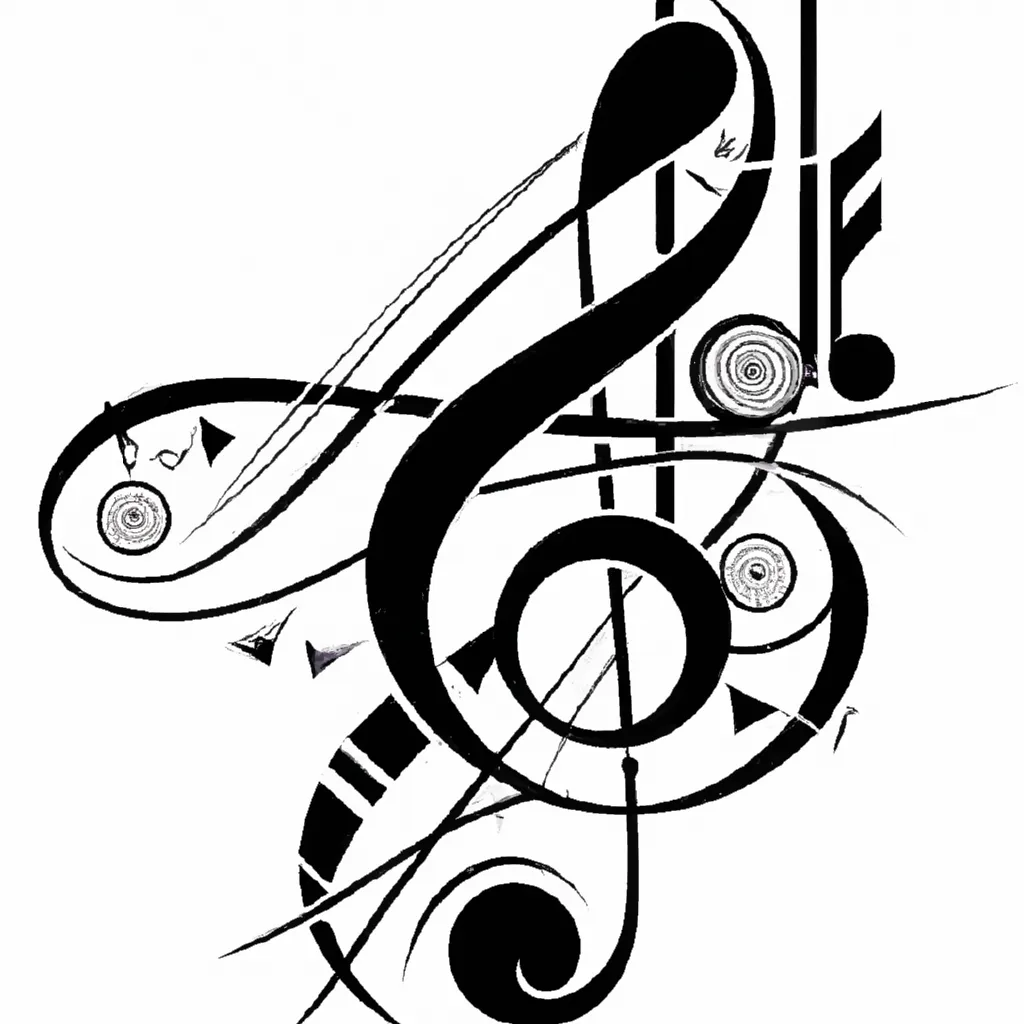 Vetores Tatuagens de elementos musicais e notacoes abstratas