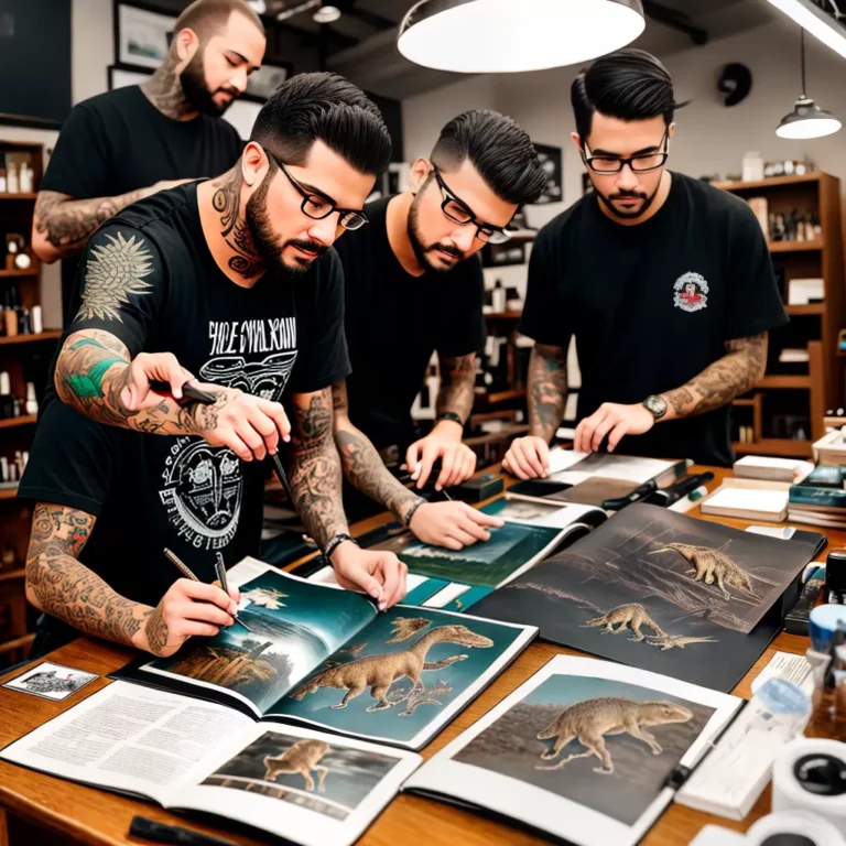Fotos tatuador dinossauros livro ferramentas scaled