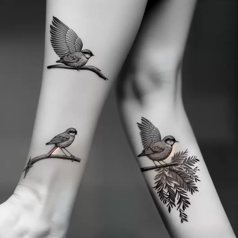 Fotos tatuagem ave ramo traco fino scaled Tatuagem de ave pousada em ramo feita em traço fino