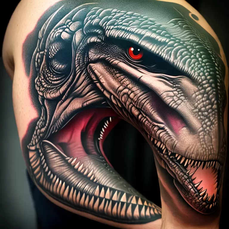 Fotos tatuagem braco t rex hiper realista scaled Fotos tatuagem braco t rex hiper realista scaled