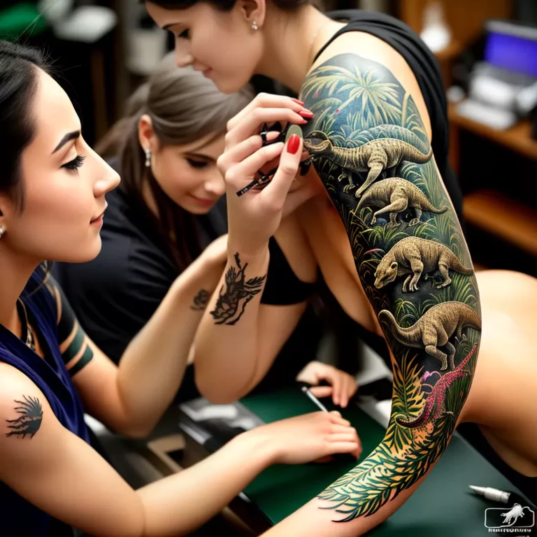 Fotos tatuagem dinossauro artista feliz scaled Fotos tatuagem dinossauro artista feliz scaled