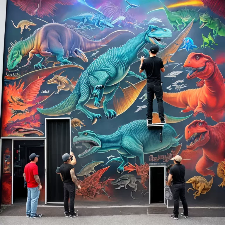 Fotos tatuagem dinossauro artista parede scaled
