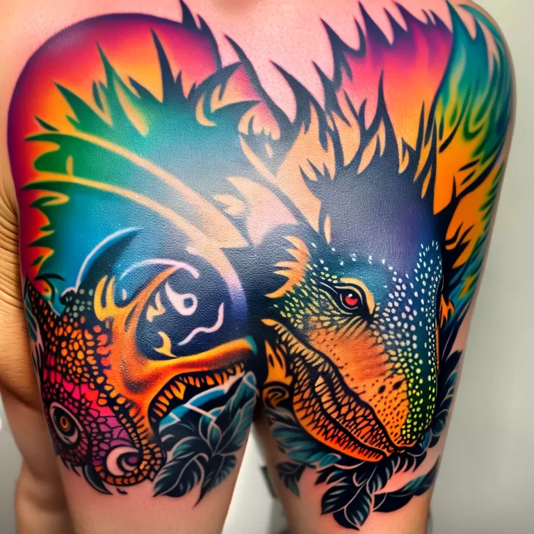 Fotos tatuagem dinossauro braco detalhe scaled Fotos tatuagem dinossauro braco detalhe scaled
