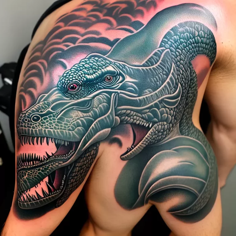 Fotos tatuagem dinossauro braco scaled Fotos tatuagem dinossauro braco scaled