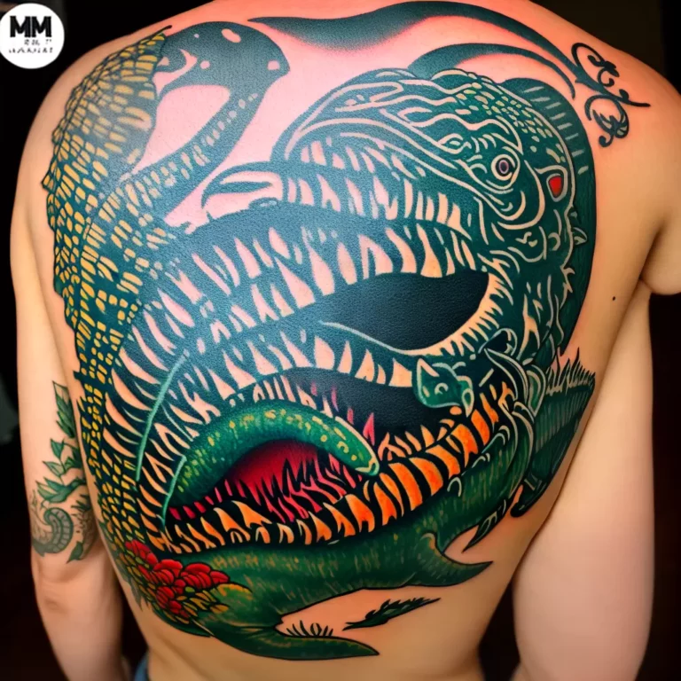 Fotos tatuagem dinossauro colorida ousada scaled