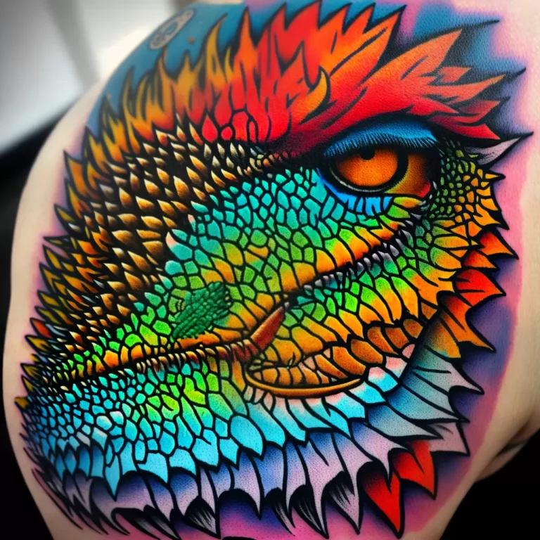 Fotos tatuagem dinossauro colorido braco scaled Fotos tatuagem dinossauro colorido braco scaled