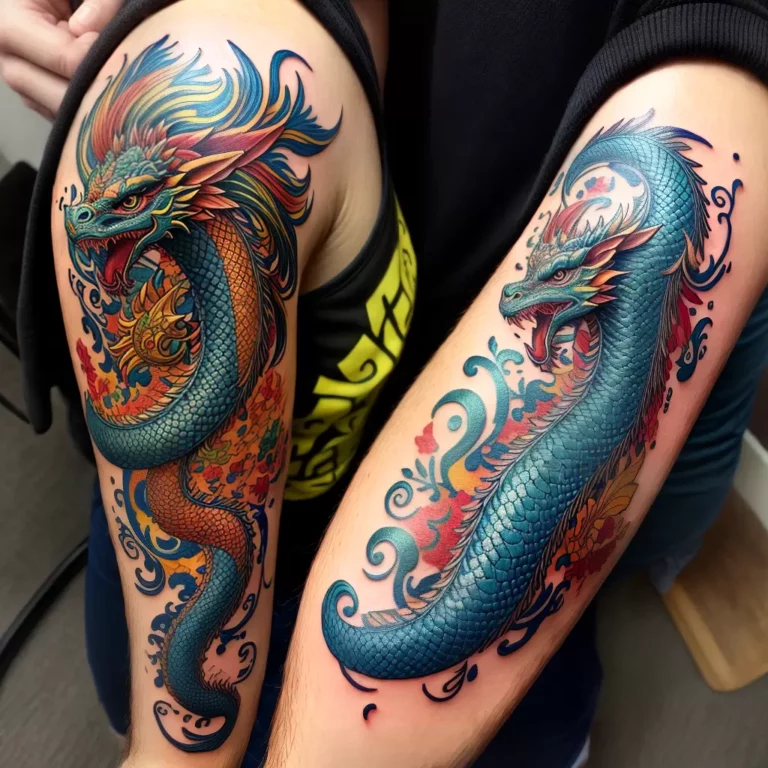 Fotos tatuagem dragao asiatica colorida scaled
