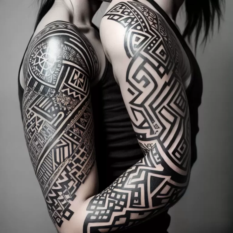 Fotos tatuagem geometrica tribal braco scaled Fotos tatuagem geometrica tribal braco scaled
