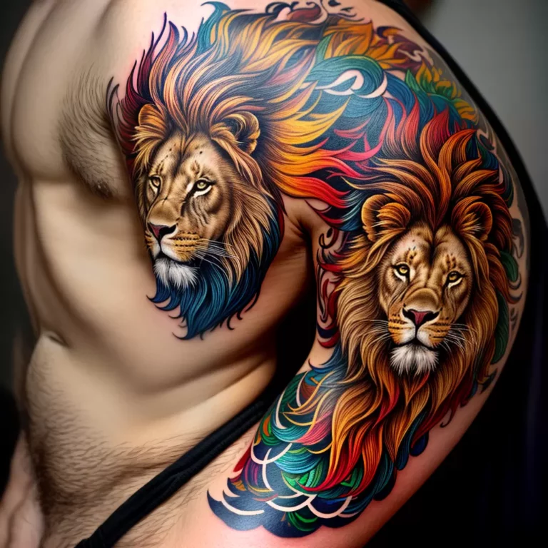 Fotos tatuagem leao forte colorido scaled Fotos tatuagem leao forte colorido scaled