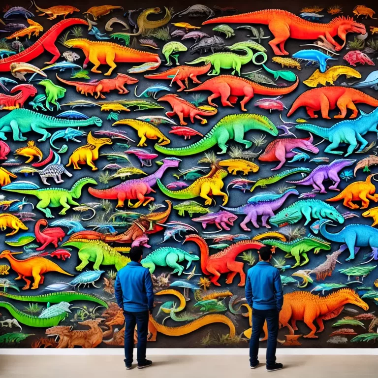 Fotos tatuagem parede dinossauros coloridos scaled