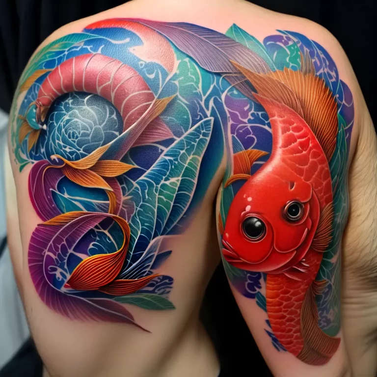 Fotos tatuagem sashimi colorida realista japonesa scaled Fotos tatuagem sashimi colorida realista japonesa scaled