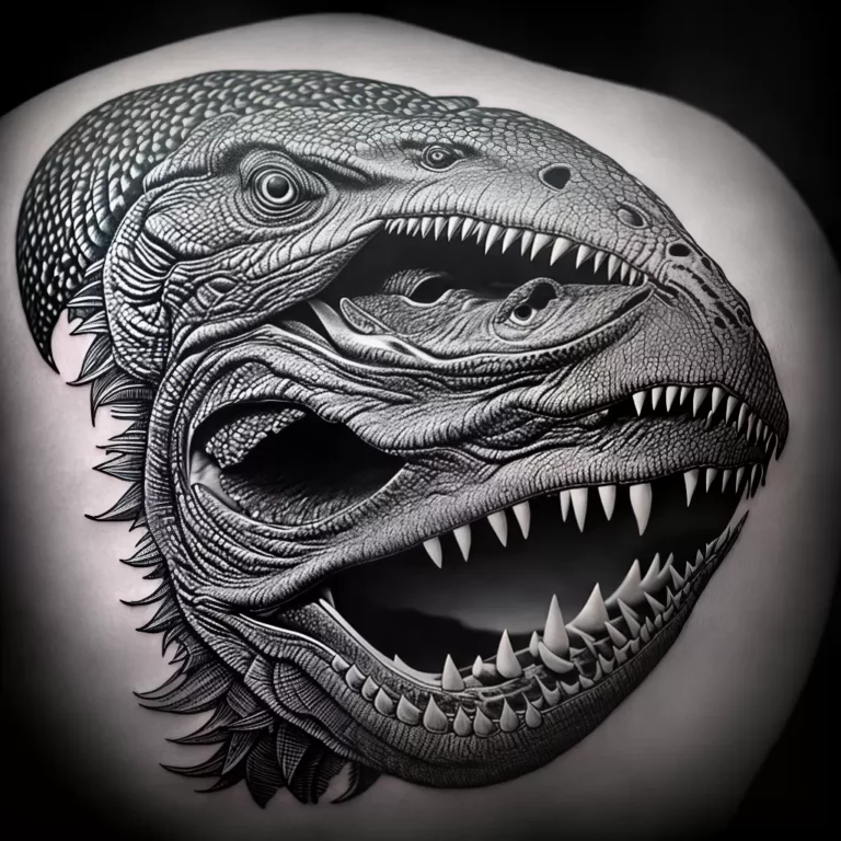 Fotos tatuagem t rex biceps preto branco scaled Fotos tatuagem t rex biceps preto branco scaled