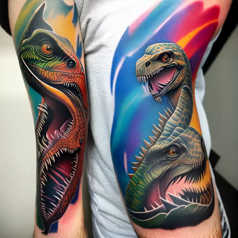 Fotos tatuagem t rex braco detalhado 3 scaled