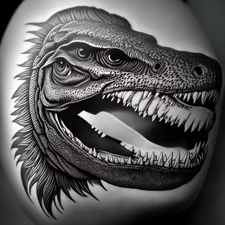 Fotos tatuagem t rex braco preto branco 4 scaled