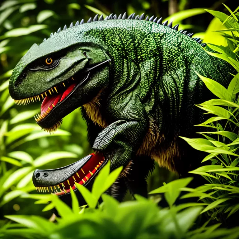 Fotos tatuagem t rex folhagem verde scaled