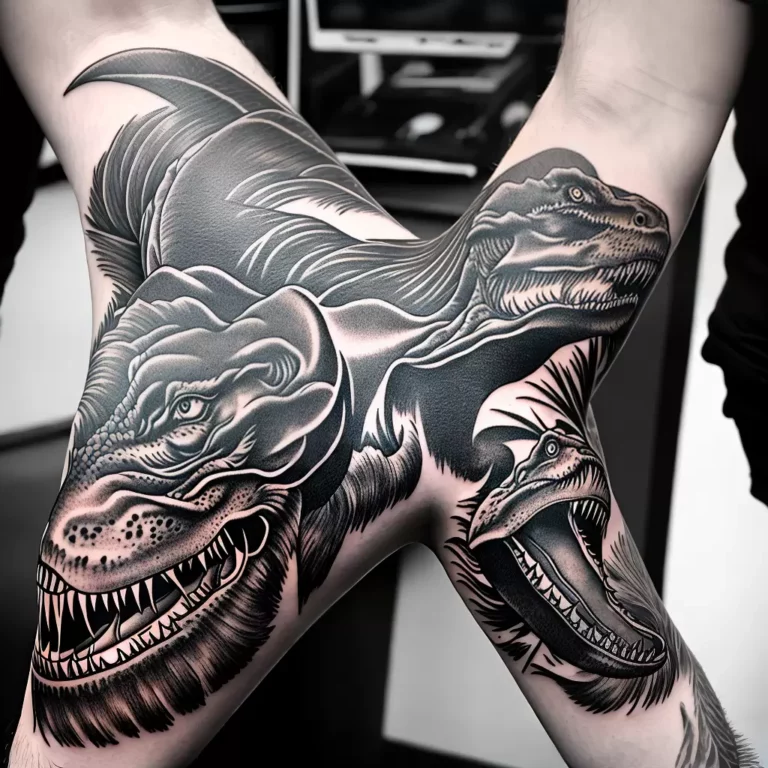 Fotos tatuagem t rex preto branco 16 scaled Fotos tatuagem t rex preto branco 16 scaled
