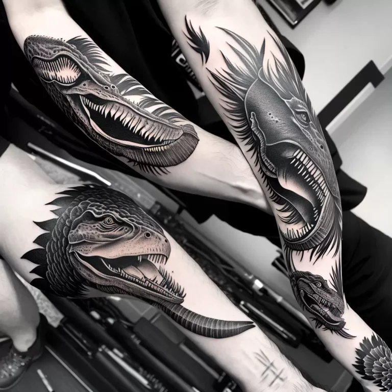 Fotos tatuagem t rex preto branco 2 scaled