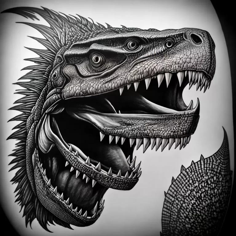 Fotos tatuagem t rex preto branco poderoso 2 scaled Fotos tatuagem t rex preto branco poderoso 2 scaled