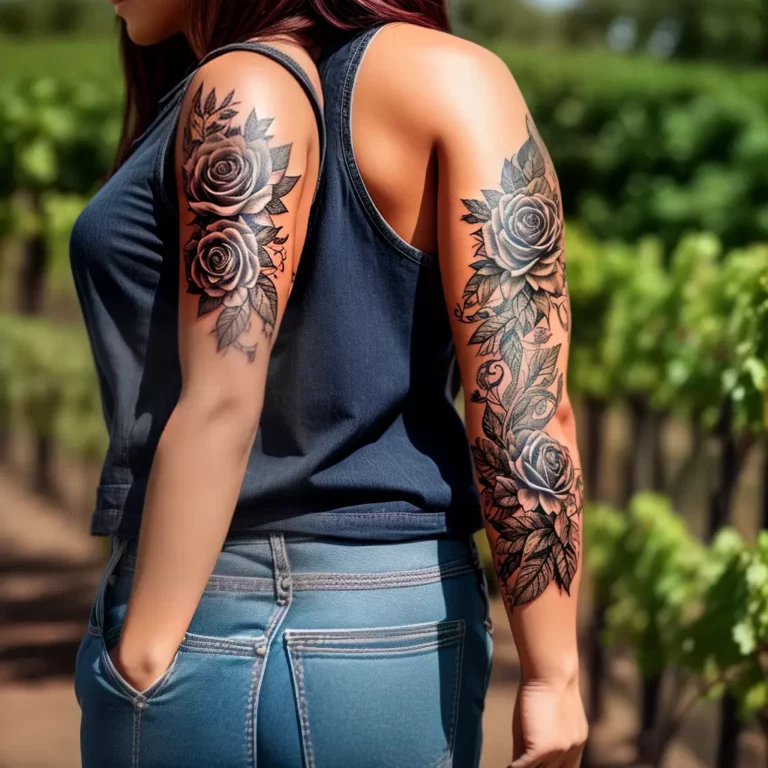 Fotos tatuagem vinho garrafa copo folhas uva scaled